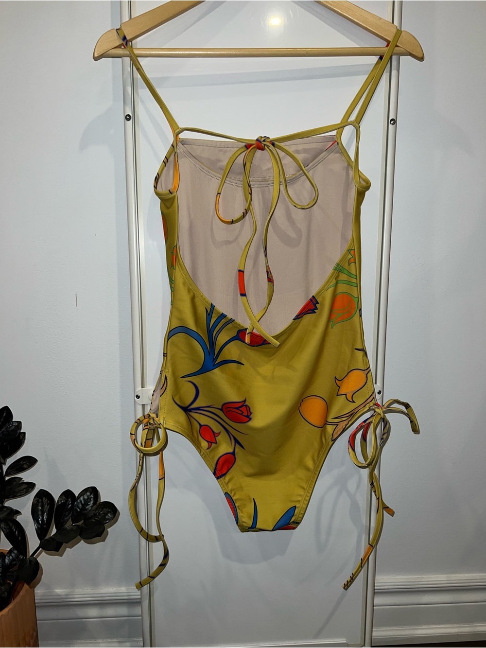 BARRAGÁN Yellow Peeka Floral Print One Piece Swimsuit NWT - Picture 3 of 6